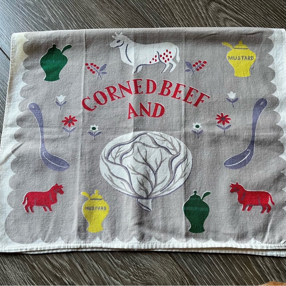 St Patrick Tea Towel Corned Beef & Cabbage